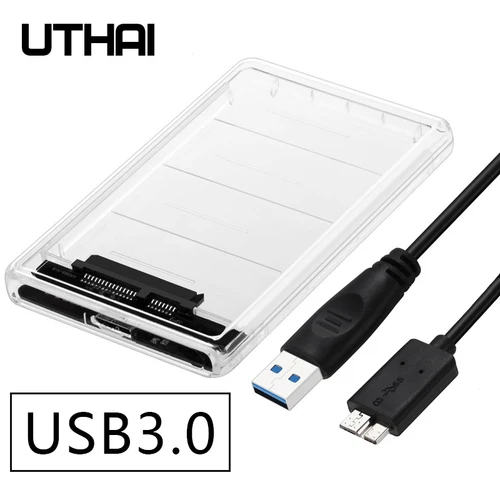 Imagen 2 del producto Caja de disco duro móvil transparente SSD mecánico SATA USB 3,0 de 2,5 pulgadas, carcasa de unidad de estado sólido para almacenamiento y transferencia de datos
