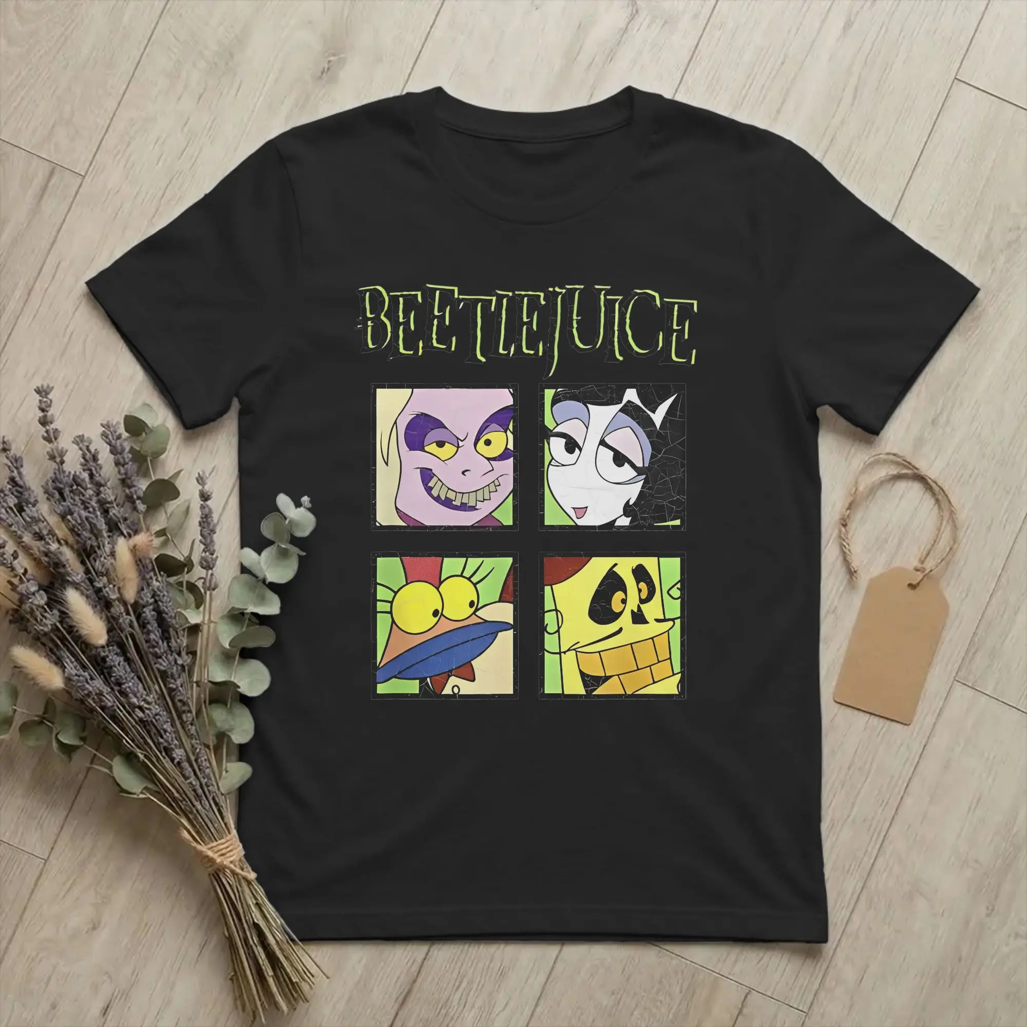 B-Beetlejuice Animated Spectacle T-Shirts Men Women Funny Pure Cotton Tee Shirt Crew Neck Short Sleeve T Shirt Printing Clothes
