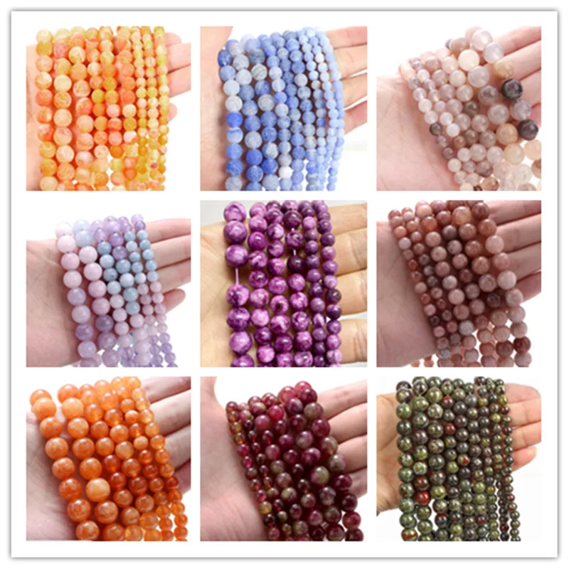 Natural Stone Beads Agate Malachite lapis Jade Round Loose Beads for Jewelry Making DIY Bracelet 4 6 8 10MM