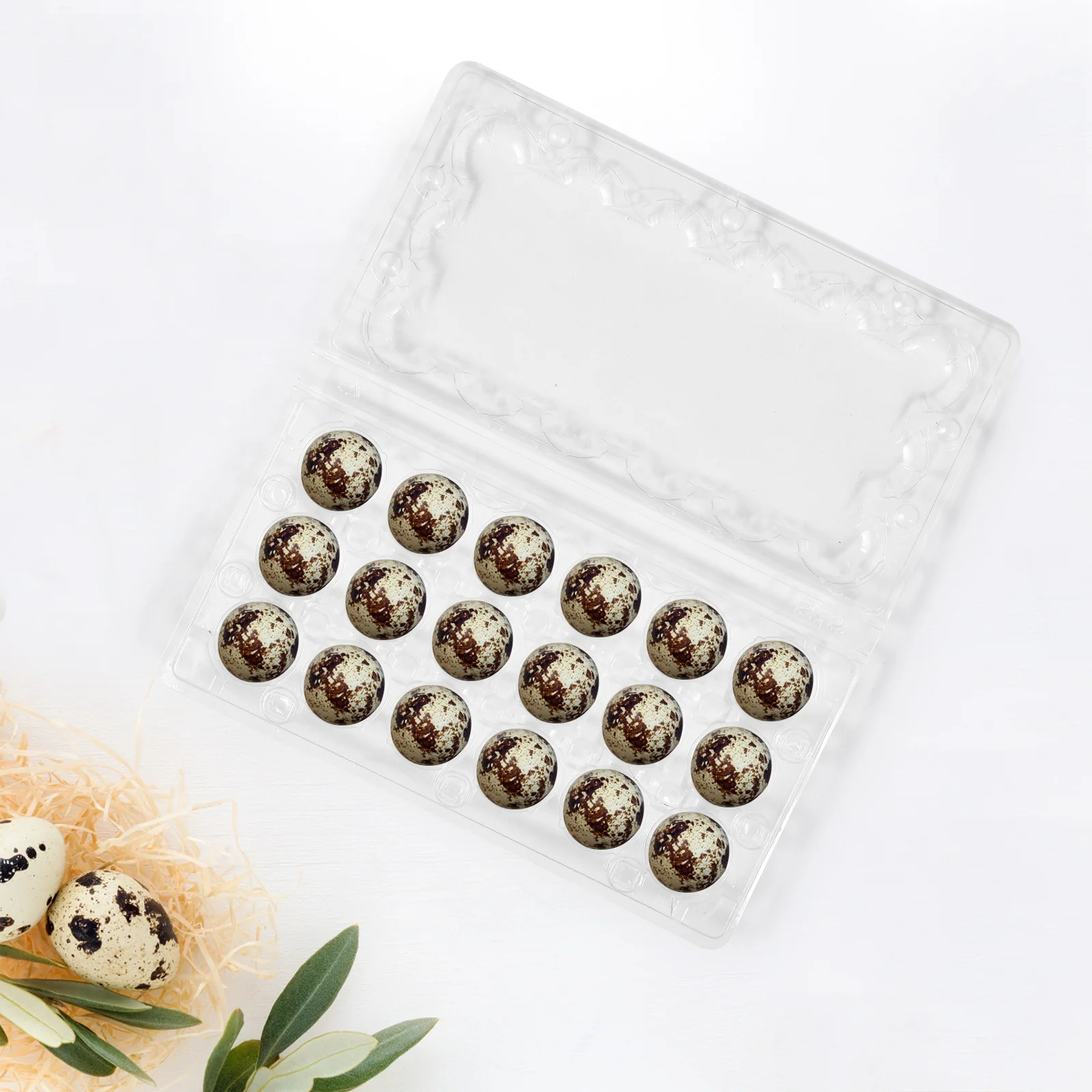 

50Pcs Quail Egg Carrier Transparent PVC Storage Box 18 Grids Organizer Portable Holder for Refrigerator Camping Picnic