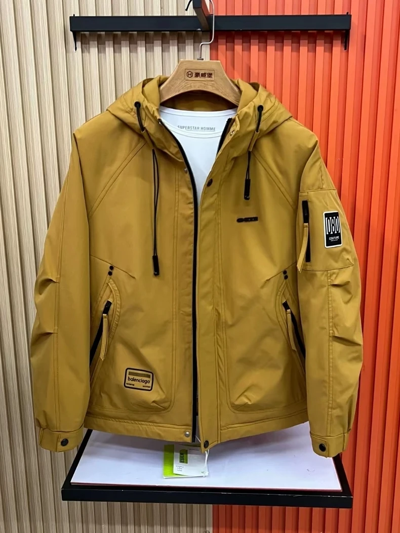 

High Quali Men's Hooded Cotton Jaet Autumn Winter New Arrival Versatile Lightweight Luxury Cool Outerwear Stand Fit