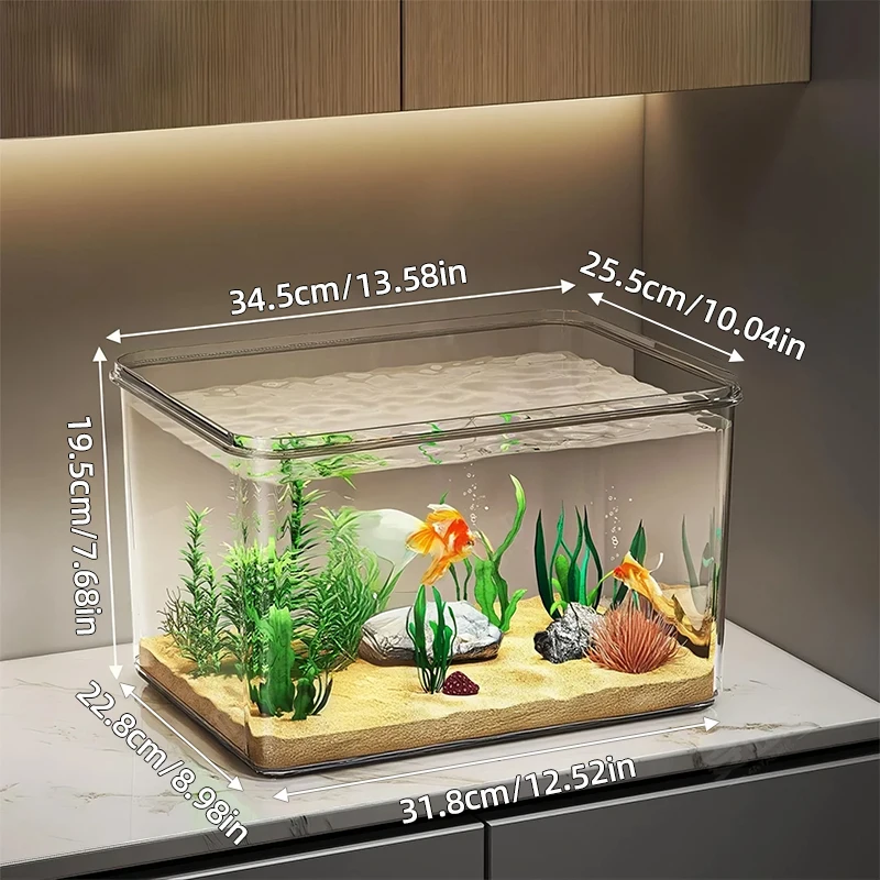 360 ° Panorama-Desktop-Aquarium Mini-Aquarium aus Klarglas Ökologische Landschafts-Dekoration für Zuhause Wasserlebensbox für Goldfische – Detail 6