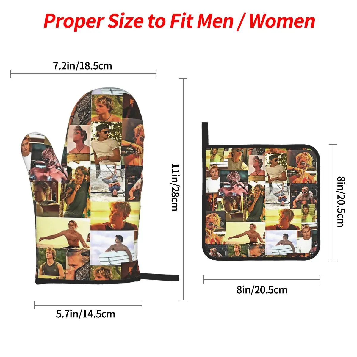 JJ Maybank - Rudy Pankow Throw Blanket Oven Mitts and Pot Holder Sets of 4 for Baking Cooking BBQ Resistant Non-Slip Gloves