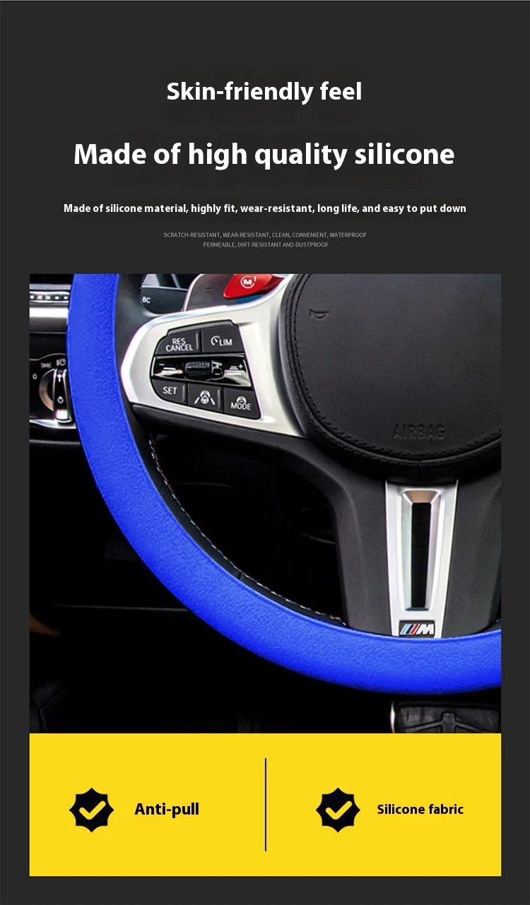 Universal Auto Lenkrad Abdeckung Anti-slip Schutzhülle Weiche Und Geruchlos Silikon Lenkung Auto Rad Abdeckung Schutz – Detail 9