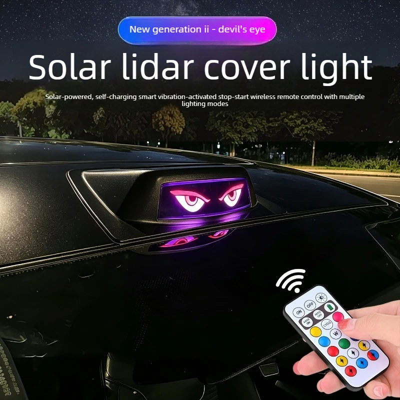 TINSOL LED Car Roof Navigation Warning Flashing Light, Car Demon Eye Solar Radar Cover Light Modification Ambient Light