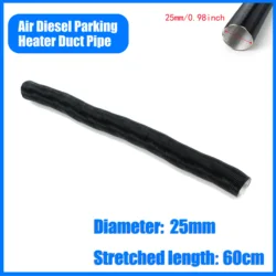 25mm Stretched Length 60cm Air Heater Duct Pipe Tube Hose Line Diesel Parking Heater Black For Webasto Eberspacher Propex