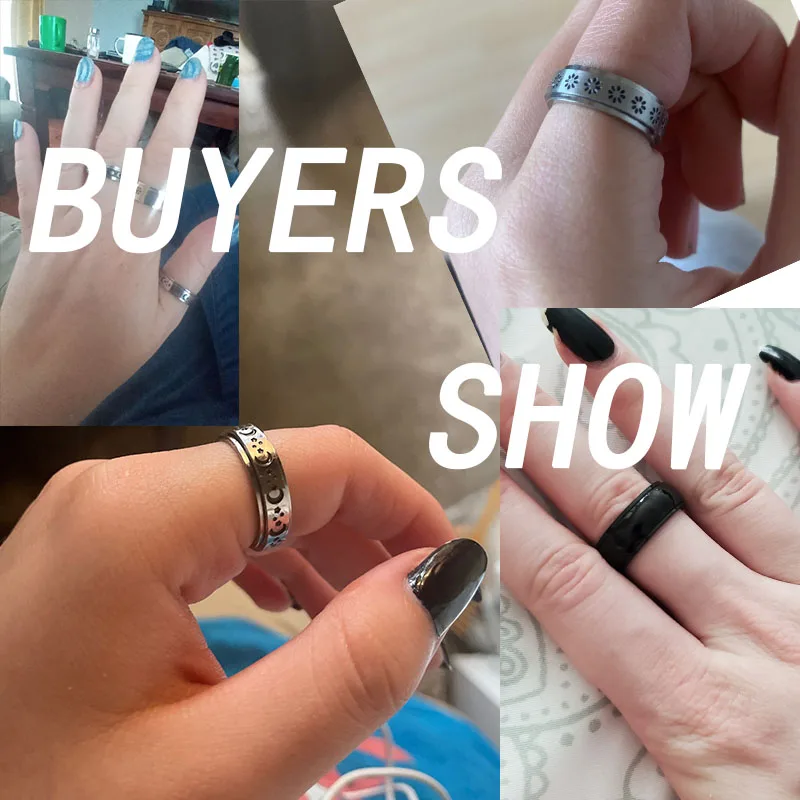 Anxiety Ring Fidget Spinner Rings For Women Men Stainless Steel Rotate Freely Cat Moon and Star Anti Stress Accessories Jewelry