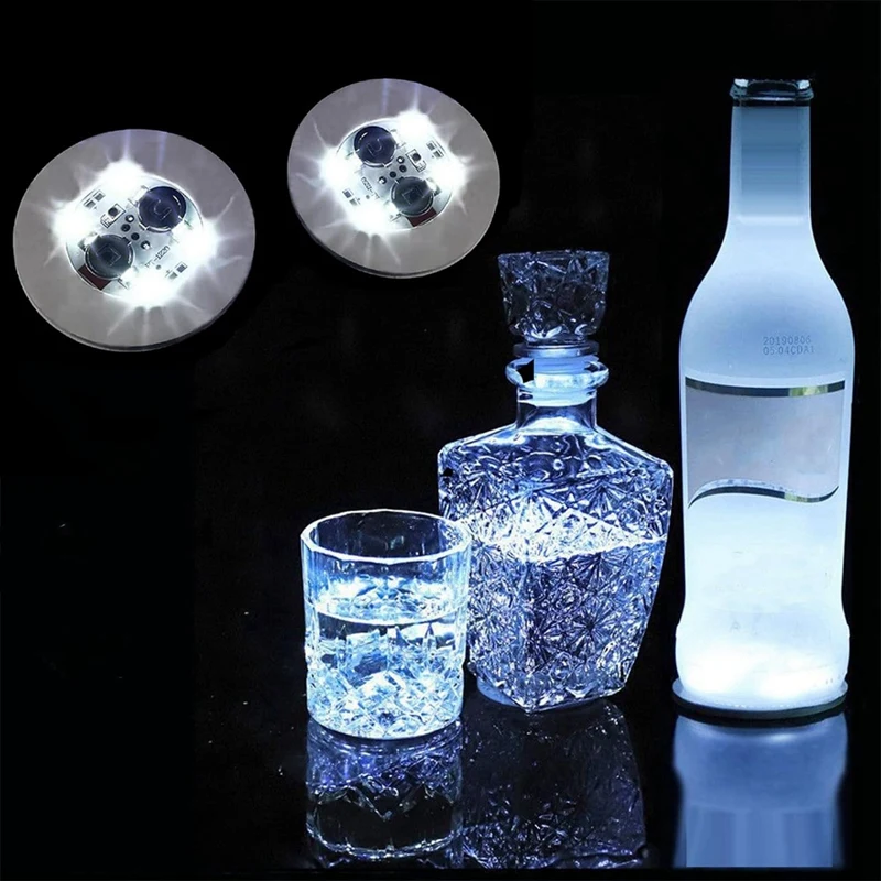 Светодиодные подставки с наклейками, 30 упаковок подсветительных подставок для напитков, светодиодные подставки для подставок, фонари для бутылок