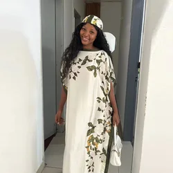 New Rayon Fashion Oversize African Women Clothing Dubai Dashiki Abaya Free Size Print Design With Scarf Loose Long Dress