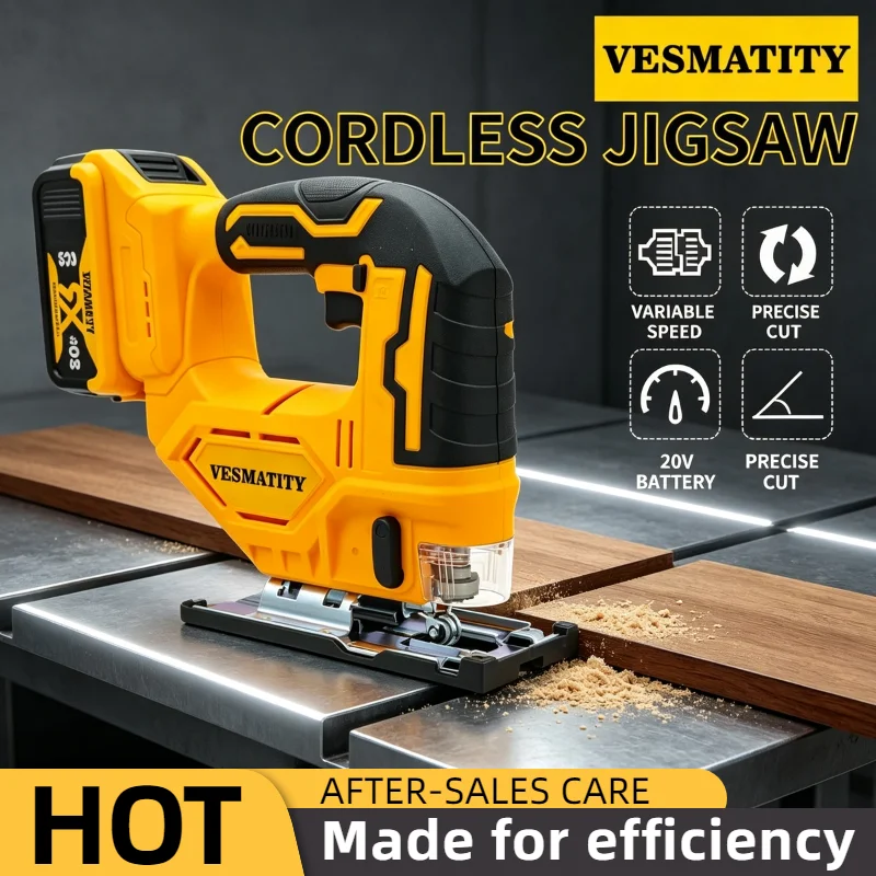Vesmatity 2700RPM Brushless Curve Saw 20V Cordless Electric Jig Saw Portable Multifunction Adjustable Woodworking Power Tool Max