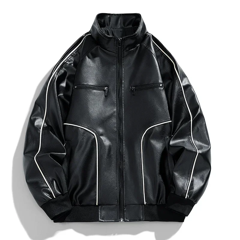 Blouson en similicuir PU homme, vêtement d'extérieur, décontracté, à la mode, pour moto, collection automne hiver