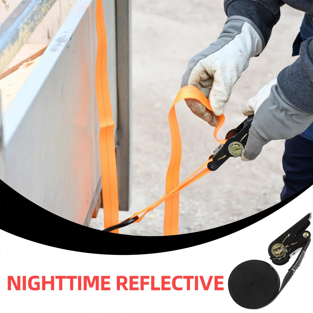 

2pcs Truck Cargo Tie-down Straps Ratchet Heavy Duty Black Reflective Design Versatile Secure Fastening Kayaks Straps