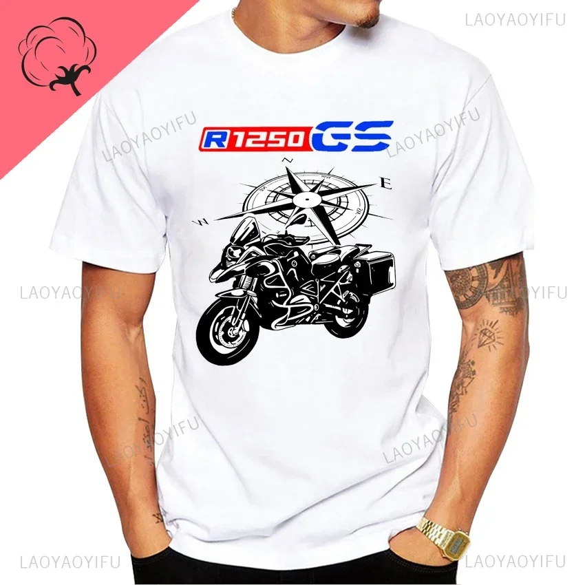 

Motorcycle O-Neck Printed T-Shirt Short Sleeve Cotton Tee Case for R1200GS R1250 GS Adventure TShirt Overlander Ride Travel Tops