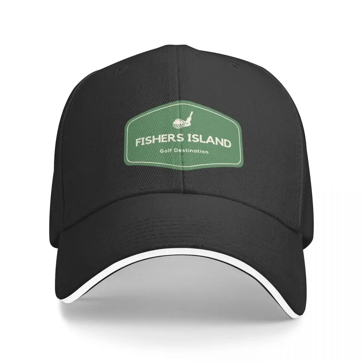 Fishers Island in the State of New York in the USA - Golf Old Course Travel Destination Logo Baseball Cap