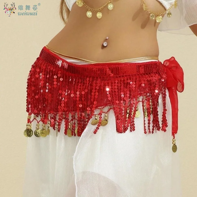 Sexy Sequins Tassel Dancewear Mini Skirt Women Clothes Jupe Femme Belly Dance Skirts Ladies Faldas Performance Stage Bottom Saia