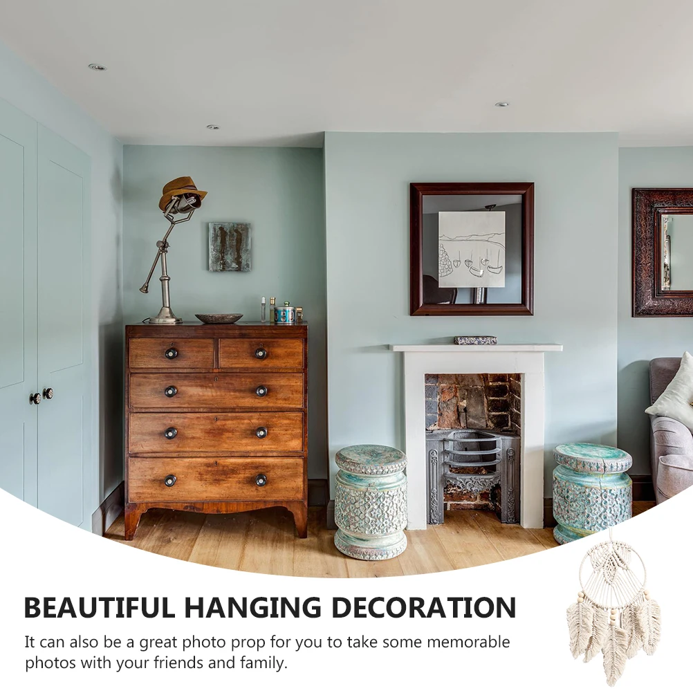 

Elegant Beige Leaf Dream Catcher Stylish Home Decor Wall Hanging Cotton Pendant Warm Atmosphere Sweet Gift Family