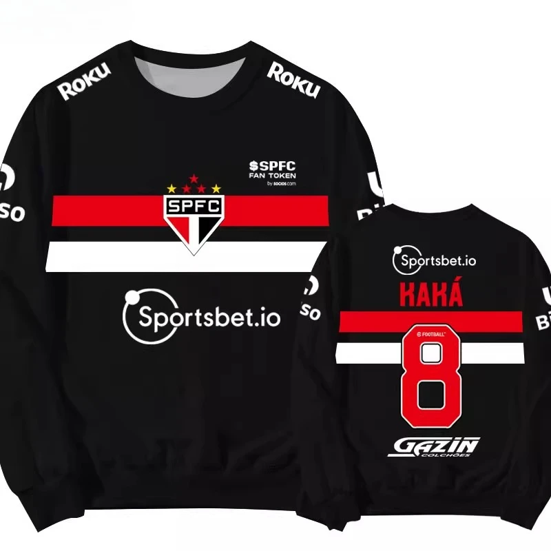 تي شيرت كرة قدم ساو باولو FC رقم 10 Tsubasa Ozora مطبوع ثلاثي الأبعاد للرجال والنساء بأكمام طويلة سريع الجفاف للأطفال.