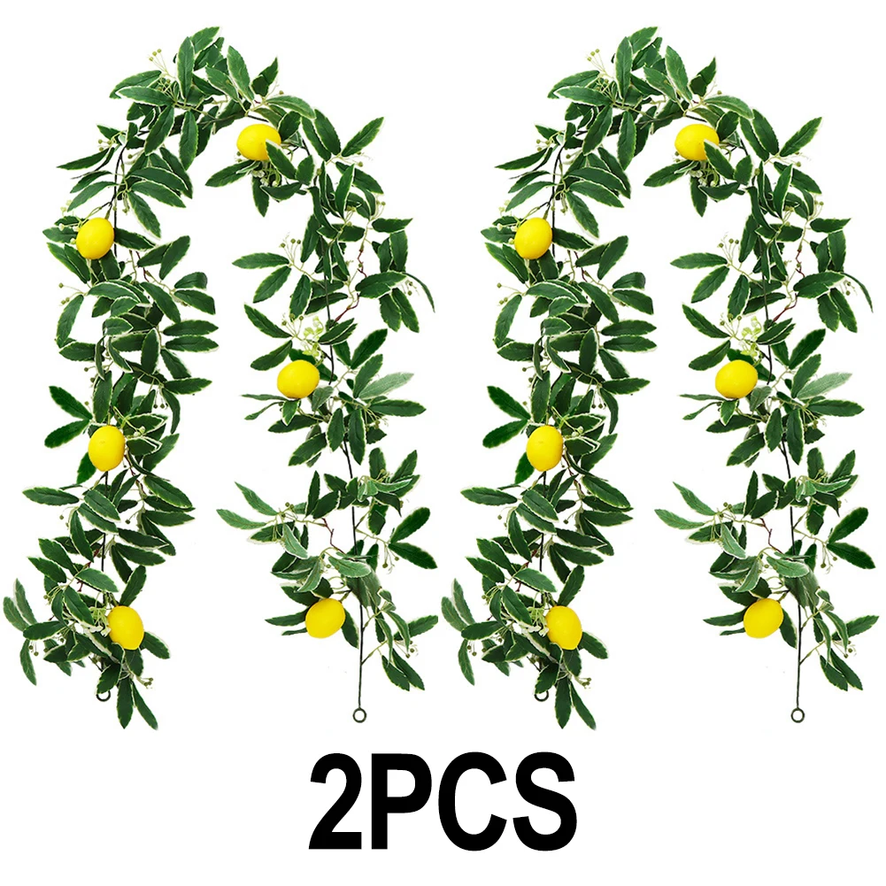 Simulation Lemon Vine Artificial Greenery Garland 175cm Yellow Fruit Rattan For Home Wedding Party Wall Table Garden Decor