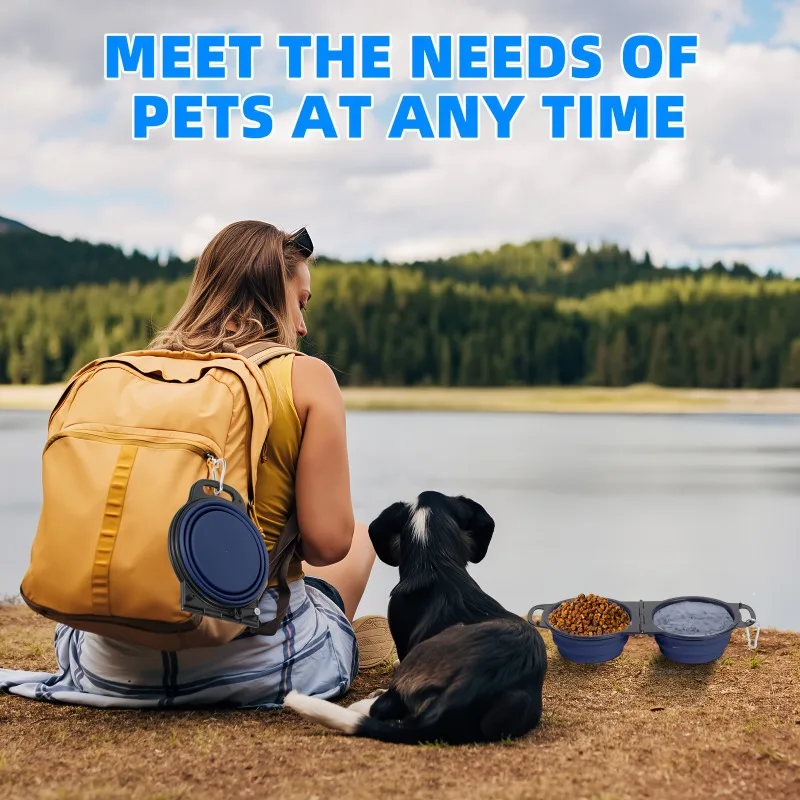 Travel Folding Dog Bowl, Suitable for Water and Food, Camping Accessories for Dogs, Water Bowl for Outdoor Use, Capacity 350ML