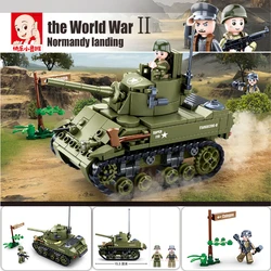 Sluban Building Block Toys WW2 Army M5 Stuart Tank 344PCS Bricks B0856 Military Construction Compatbile With Leading Brands