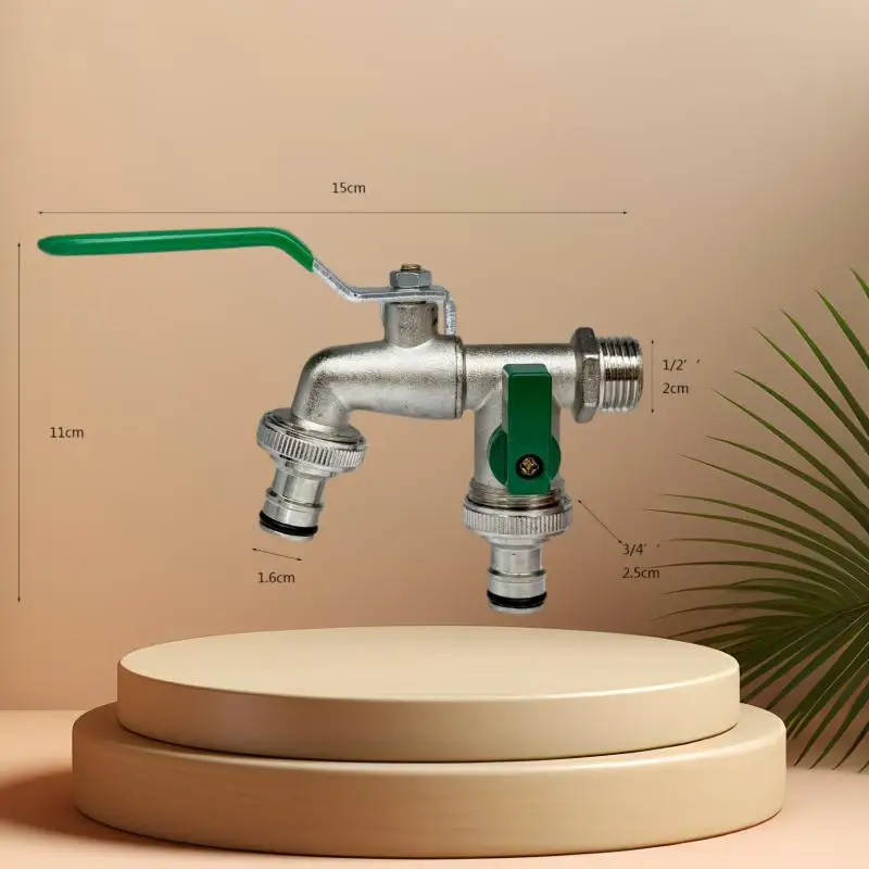 1Pcs Zinc Alloy Water Faucet 1/2'' 3/4'' Outside & Inside Turn On/Off Lever Handle Watering Supply Taps Ball Valve Garden Tools