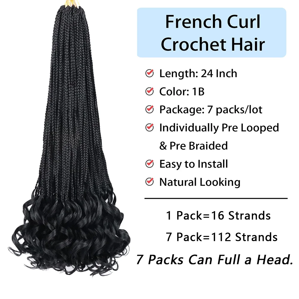 Curly Crochet Hair for Women Goddess Box Braids Crochet Hair Pre Looped French Curl Braiding Hair Crochet Braids Synthetic Hair