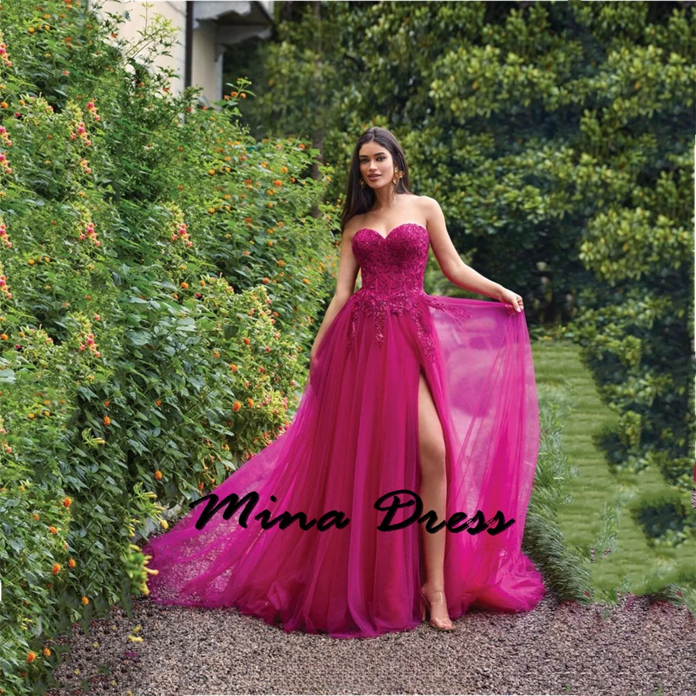 

Mina Customized Backless Saudi Evening Dresses 2024 Luxury Strapless Elegant Womens Party Dresses for Formal Occasions Slit Prom