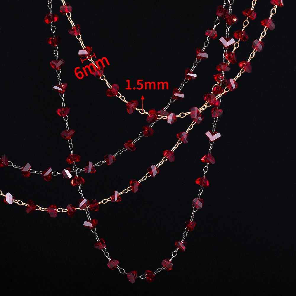 0,5 Meter 1 Meter Unregelmäßige Dreieck Kristall Stein Ketten Dunkelrote Perlen Kupfer Kette Für DIY Halsketten Armbänder Machen Großhandel – Detail 2