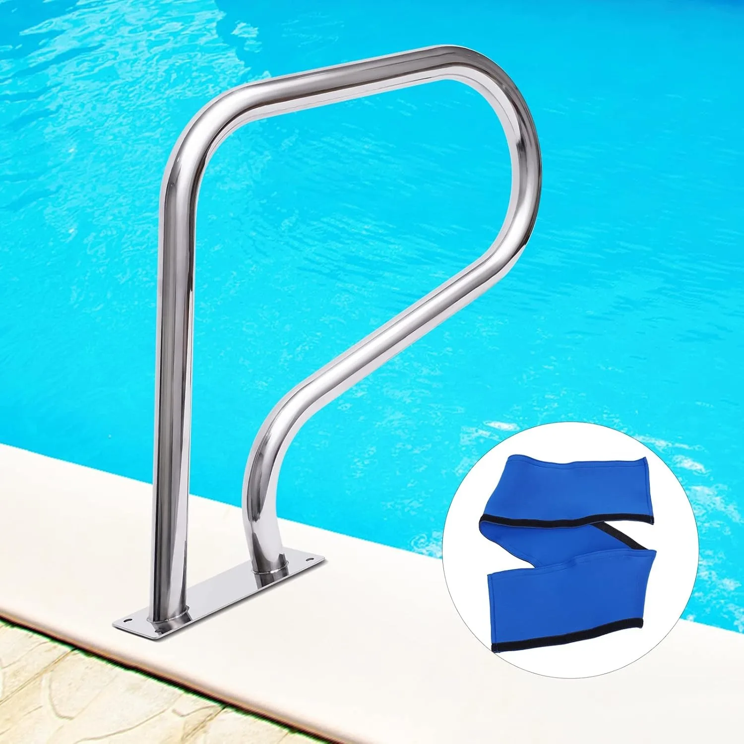 Swimming Pool Handrail, Stainless Steel, 81 X 58 Cm, Pool Stair Railing, Grab Bar for Swimming Pools, Spas, Water Parks Etc