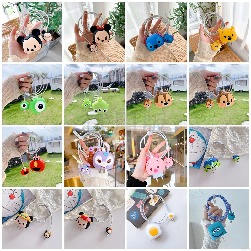 30Pcs/Lot Disney Cable Protector For IPhone 11 12 IPad 18W 20W Data Line Cable Winder Silicone Fast Charger Protection Organizer