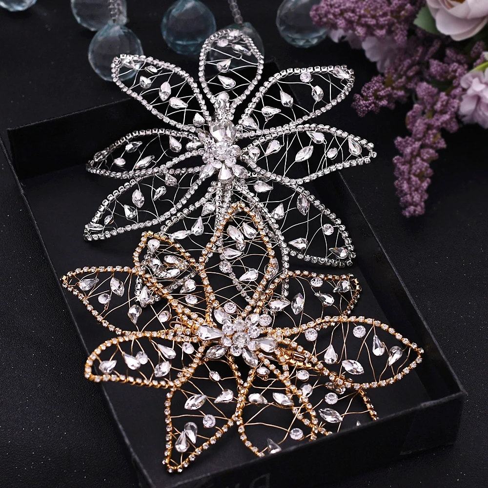 Hair Clips Women Headdress Bride Flowers Style Golden/Silver Wedding Hair Flower Bridal Hair Pins Guest Wedding Hair Accessories