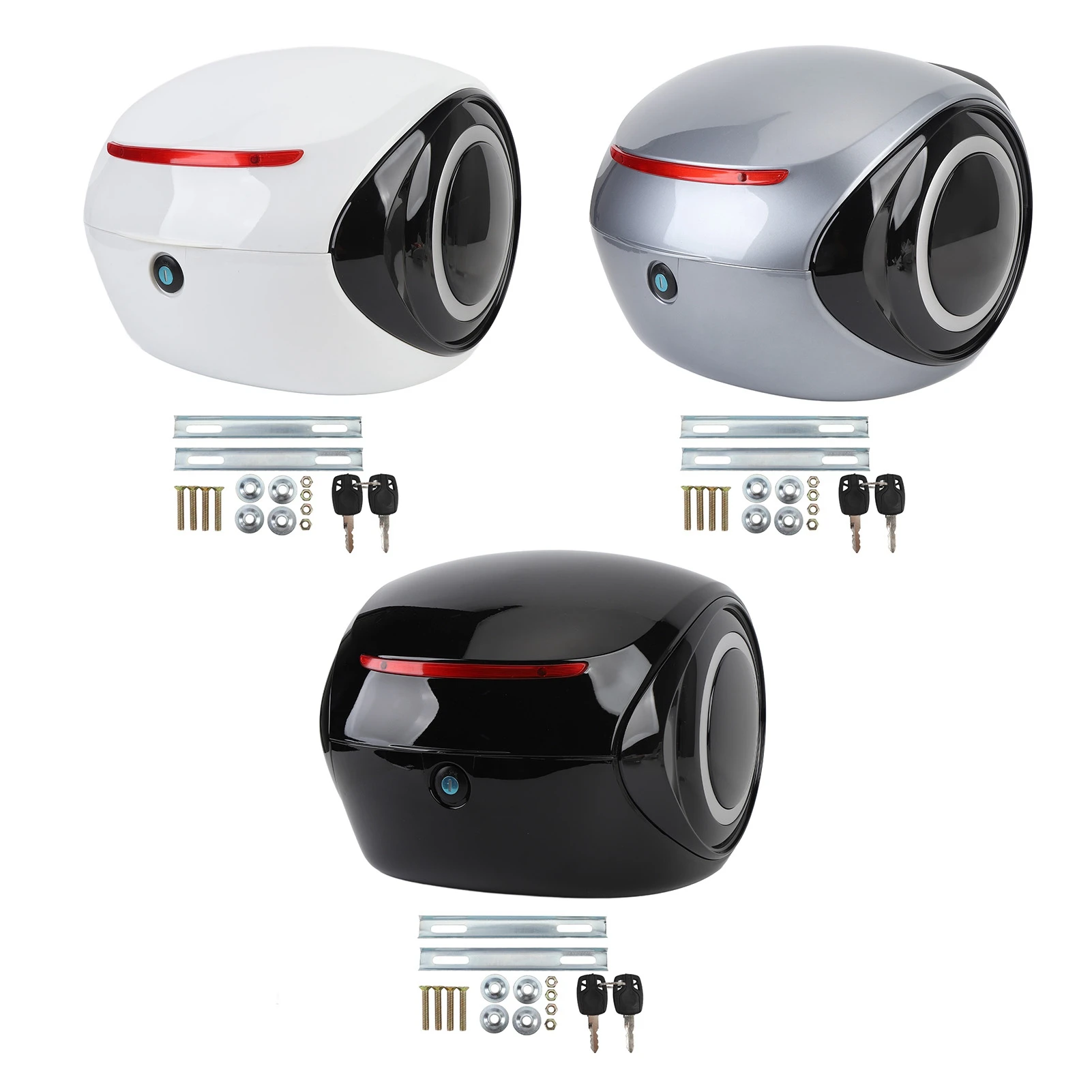 

32L Motorcycle Top Case ABS Sporty Style Water Resistant Dust Proof Portable Trunk Top Box for Electric Bike Scooter