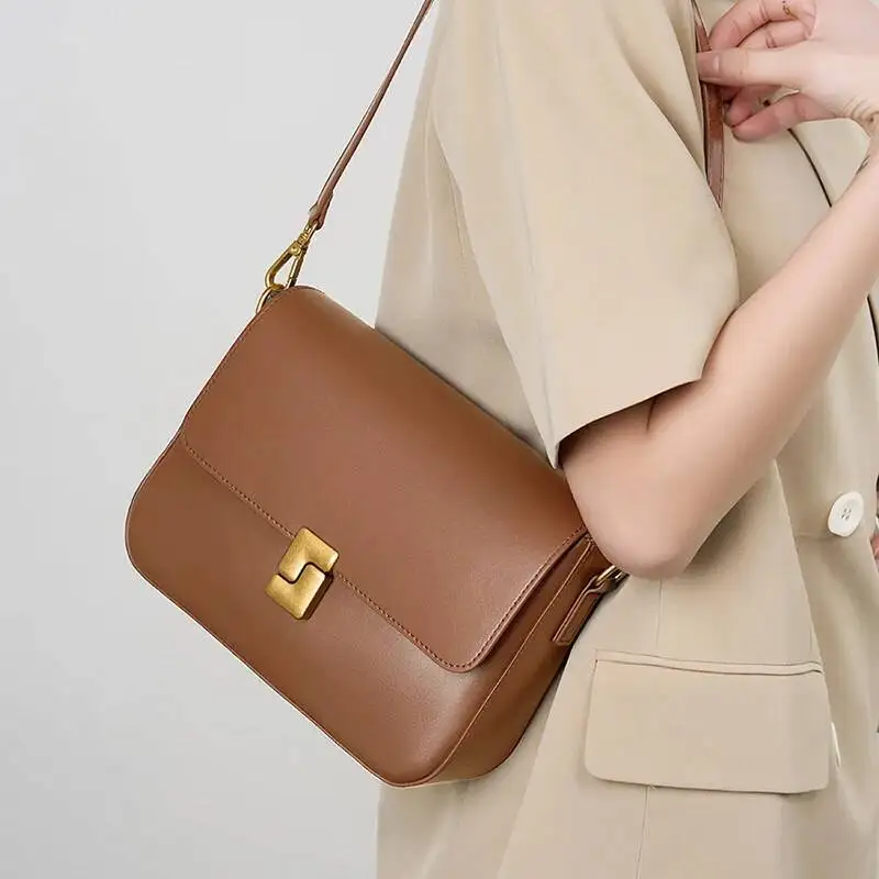 

100% Genuine Leather Women's Shoulder Bag High Quality Designer Crossbody Bags Fashion Cowhide Female Handbags