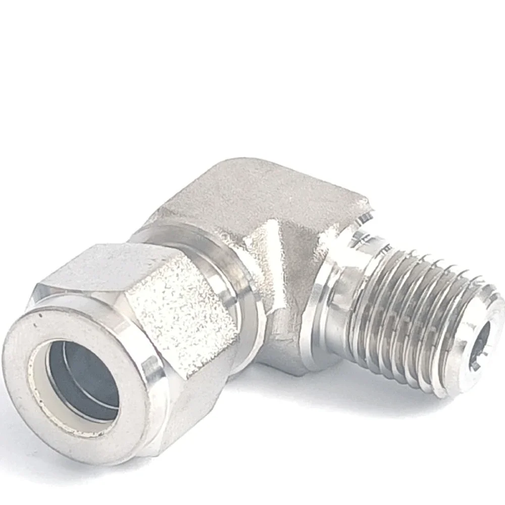 1/4" NPT Male To 3/8" Tube OD Compression Union 90 Elbow SUS316L Stainless Steel Pipe Fitting Connector