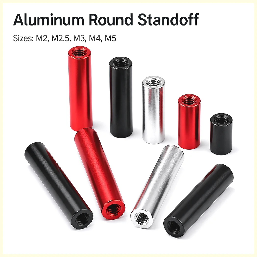 M2 M2.5 M3 M4 M5 Red Black Silver Aluminum Standoff Column Spacer Rods for RC Multirotors, 5-10pcs/lot Round Pillar Screws