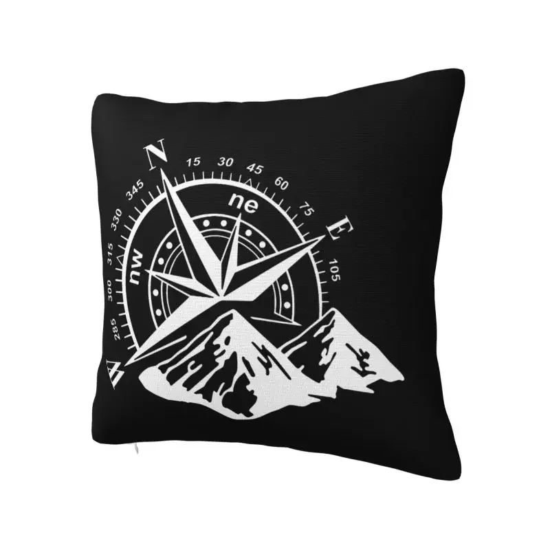 Navigate Mountain Adventure Compass Pillow Case Decoration Nordic Cushions for Sofa Square Pillowcase