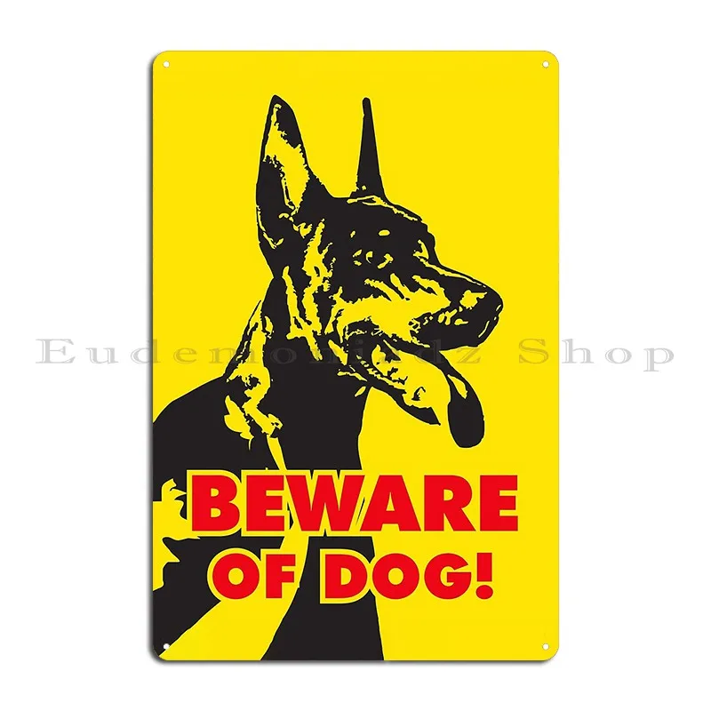 Beware Of Dog Warning Signs Dobermann Metal Plaque Poster Pub Cinema Retro Wall Cave Designer Tin Sign Poster