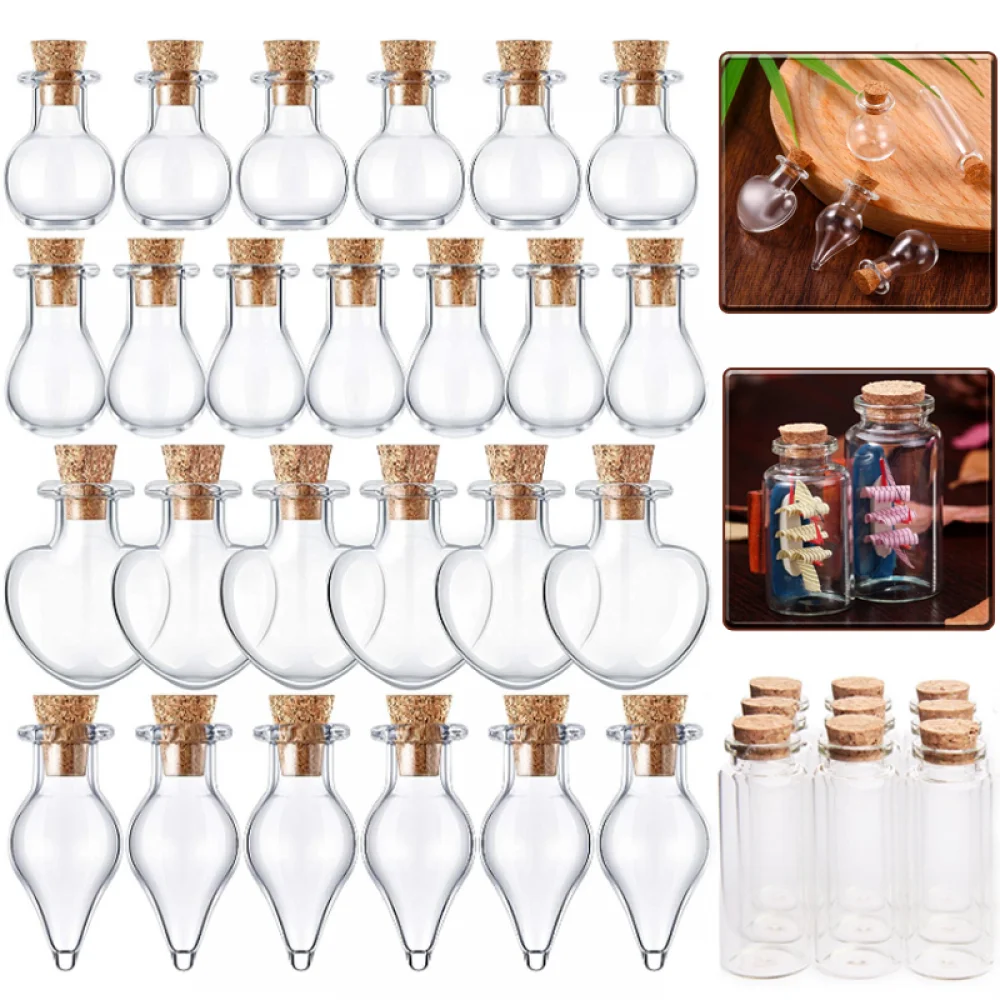 5-10 stücke Glas Mini Wishing Flasche Kork Flaschen Leere Probe Gläser Hause Dekoration DIY Schmuck Anhänger Kork Stopper lagerung Fläschchen – Detail 15