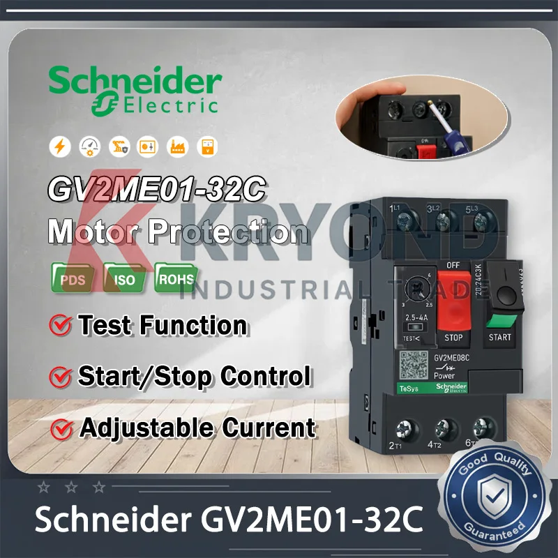 

Schneider GV2ME01-32C GV2PM01-32C Motor Protection Circuit Breaker 1-32A Adjustable Current for Industrial Machinery Protection
