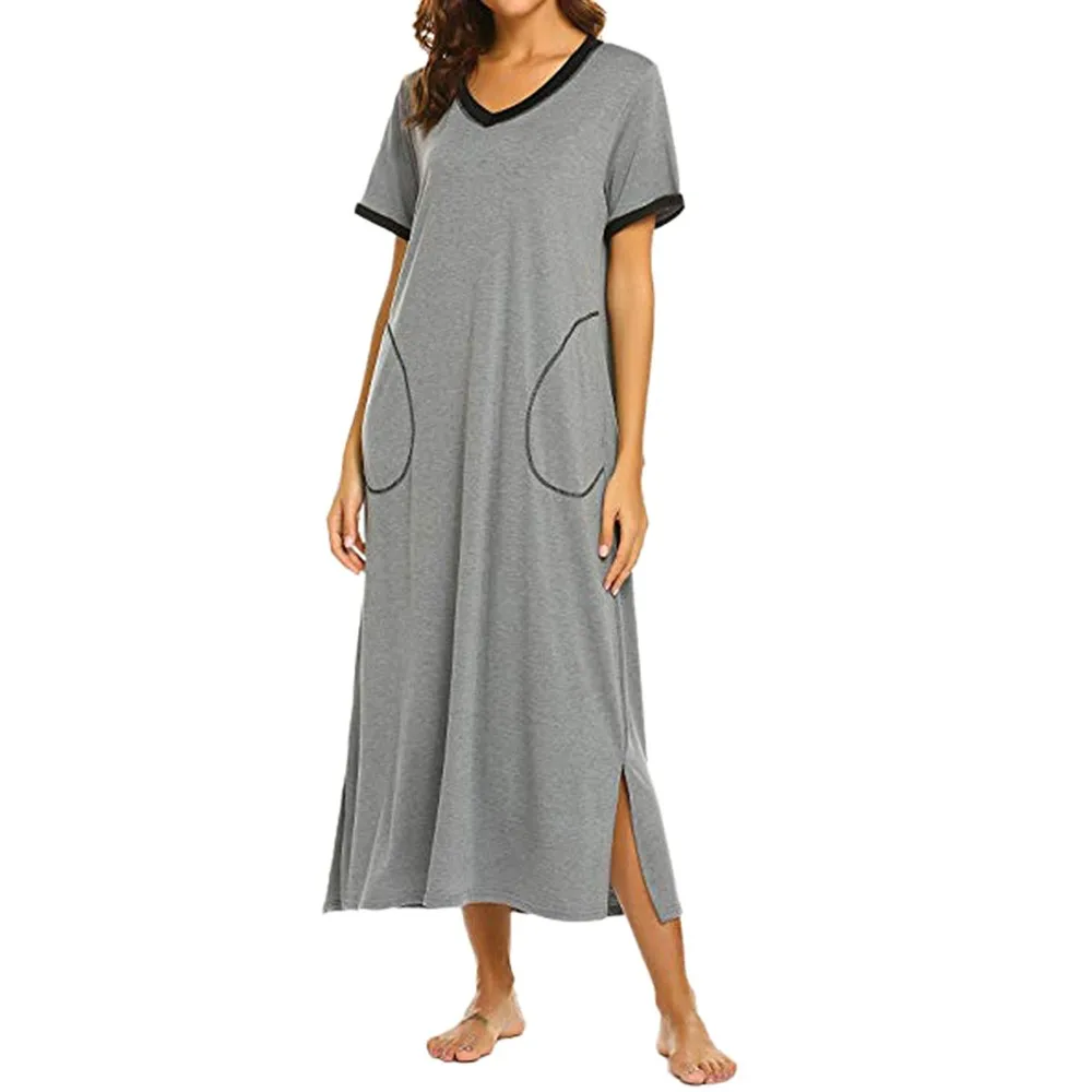 

Brand Designer Homewear Women Casual Cartoon Nightgown Ladies Cotton Nightdress Female V Neck High Quality Comfort Sleep Dress