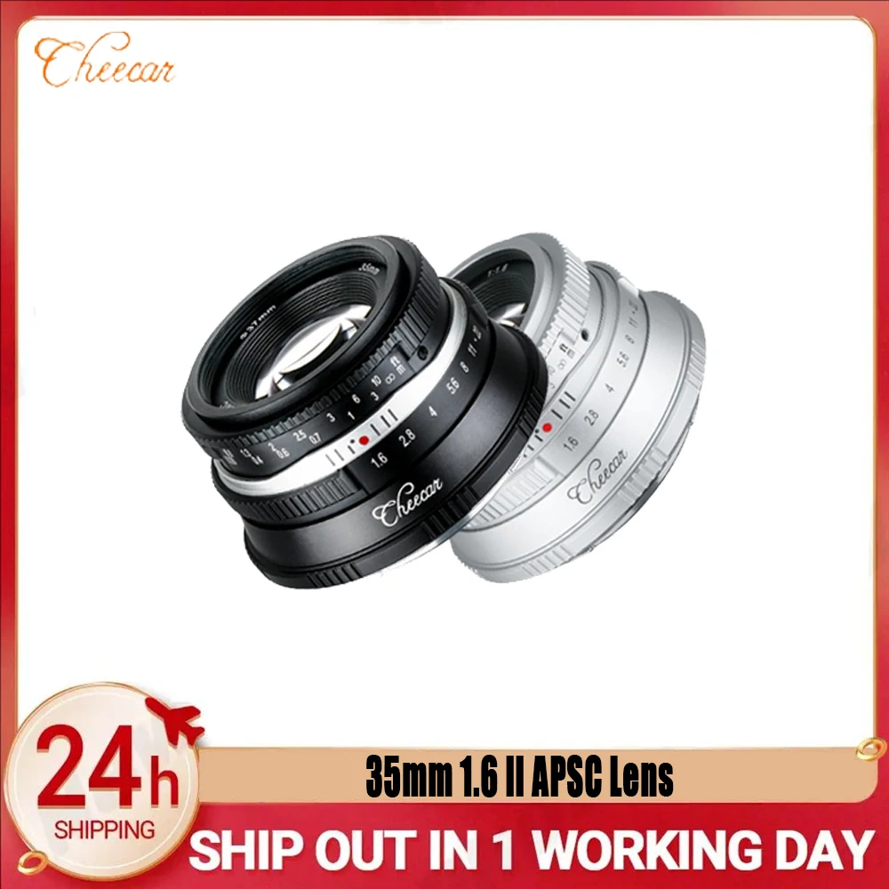 cheecar-35-mm-f16-ii-193-g-apsc-prime-entierement-metallique-bokeh-a-10-pales-mise-au-point-etroite-de-28-cm-support-multiple-pour-sony-e-nikon-z-fuji-x