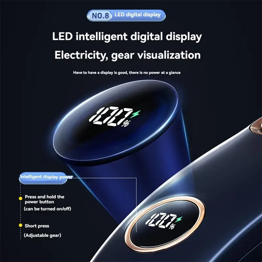 2024 New 5 Gears Neck Fan Mini Air Conditioner Bladeless Neck Fan Rechargeable with LED Display Screen Large Capacity Battery