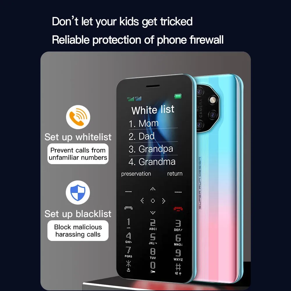 SOYES S10W Mini GSM Cellphone 1.77" Display 1000mAh Dual SIM Card With Rear Camera MP3 FM Flashlight Cute Mobile Phone