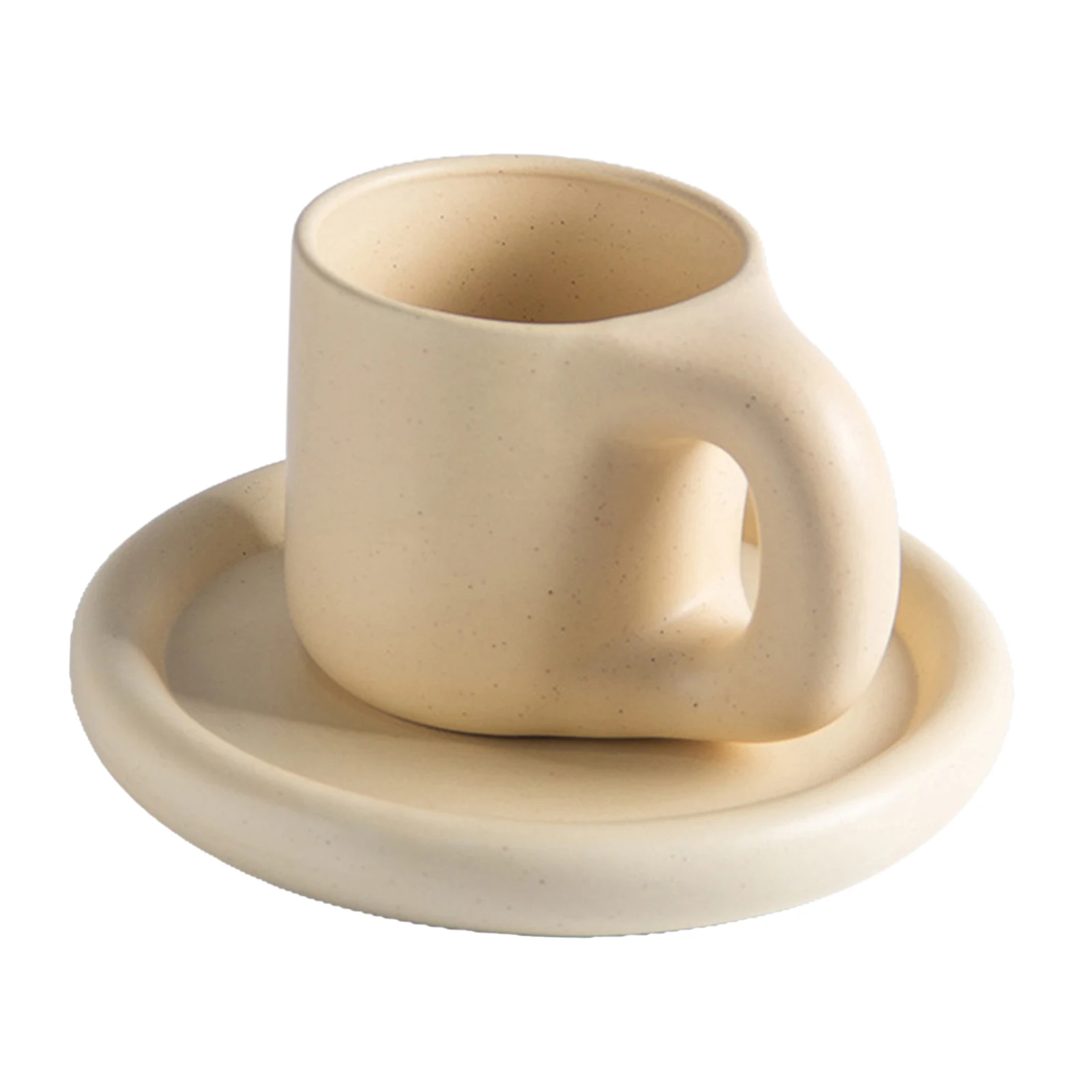 Nordic Mug Chubby with Saucer MiLK Tea Water Cold Drinks Cup