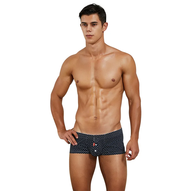 Short Boxers Mens Sexy Low Rise Boxer Underwear Fit Trunks with Cup-Shaped Dot Panties Loungewear Underpants