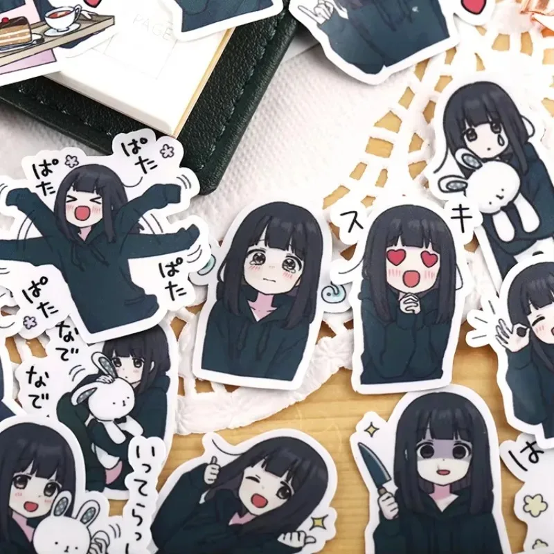 Stickers 40pcs Japanese Cute Girl 3 Hand Account Decoration Pattern Waterproof Material Mobile Phone Bill Sticker Stationary