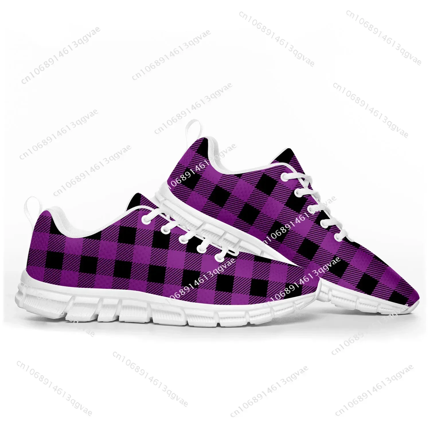 Zapatillas deportivas con estampado de cuadros estilo «buffalo», para hombre y mujer, de uso casual, personalizables, de alta calidad, para parejas, en color blanco.