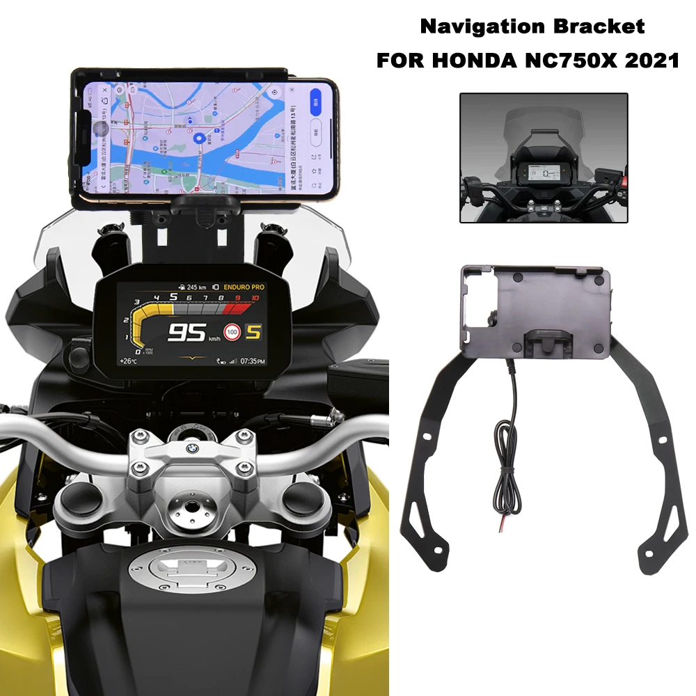 2021 NC750X Motorcycle Phone GPS Mount Wireless Charging Windshield 22mm Navigation Bracket Stand Holder For Honda NC 750 X 750X