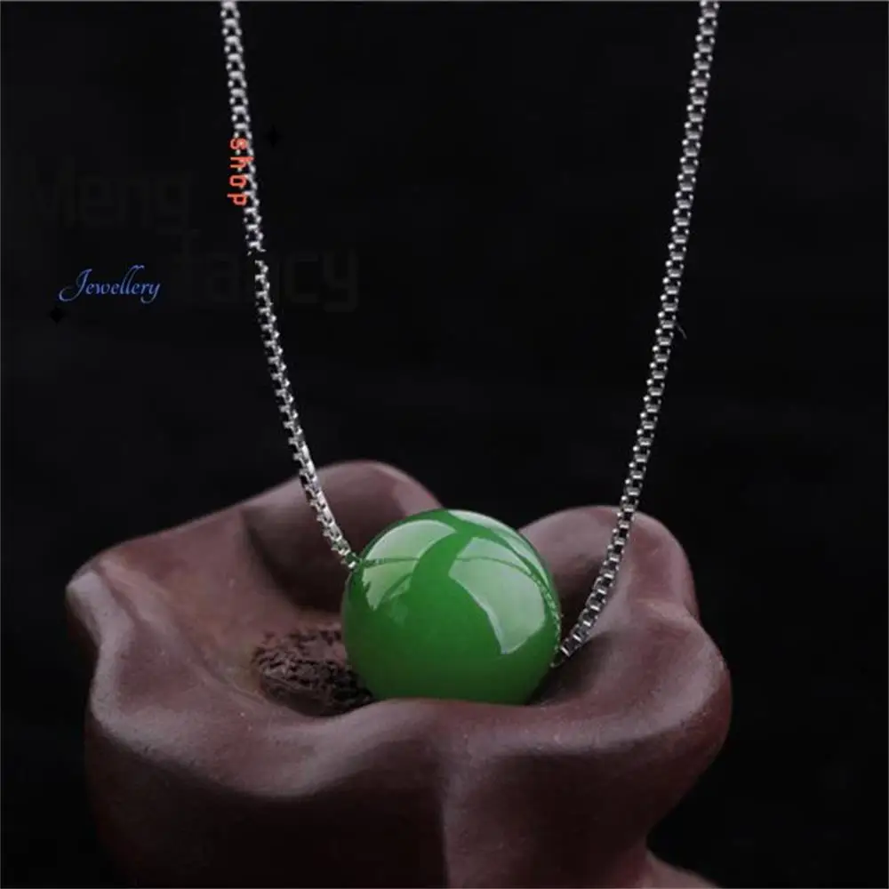Natural Hetian Jasper Auspicious Ping An Bead Pendant Clavicle Chain Sexy Young Girls Charm Fashion Jewelry Couple Holiday Gifts