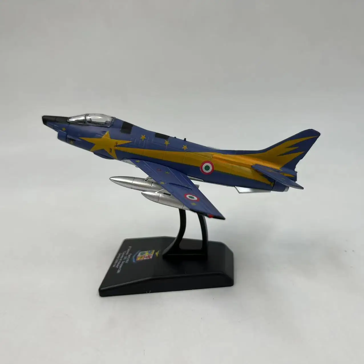 1:100 Scale Fiat G-91Y Military Combat Aircraft Model Alloy & Plastic with Additional Support Base Simulation Airplane